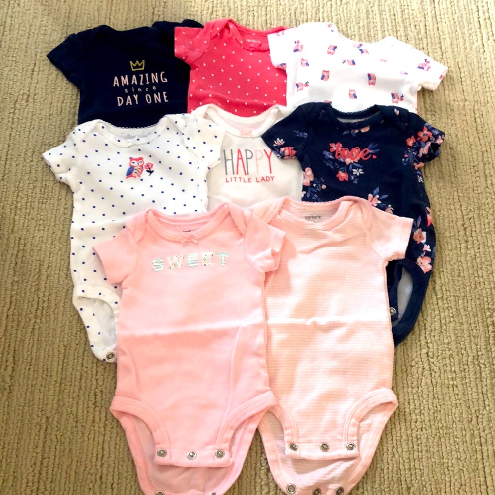 Lot of 8 short sleeved girls onesies